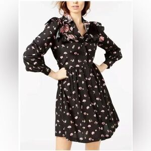 Jill‎ Stuart Printed Ruffled Shirtdress floral Boho size Medium